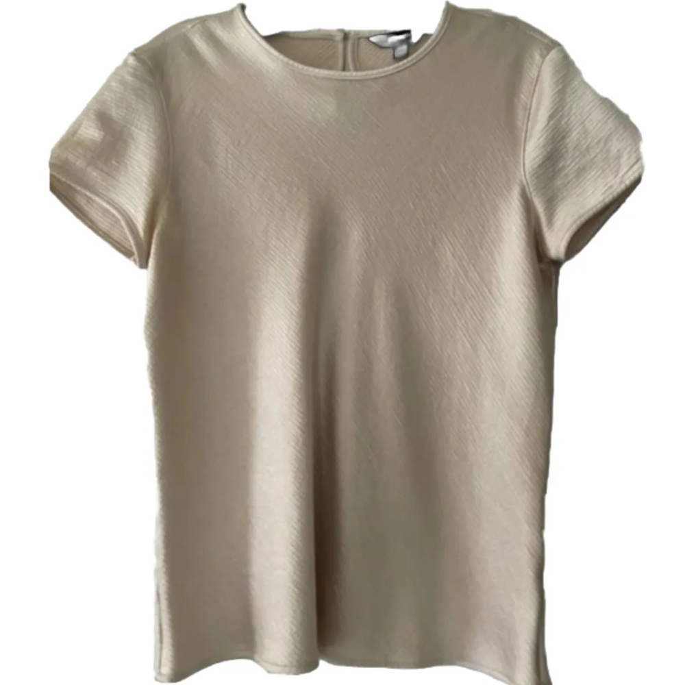 EUC Express Textured Satin Tee Shirt Blouse | Metallic Blush | Women’s Sz Small